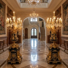 Zámecké podlahové lampy - mramor - bronz - 196 cm