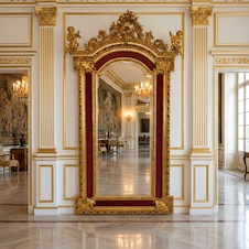 Zámecké zrcadlo s amorky - 243 cm - čalouněné