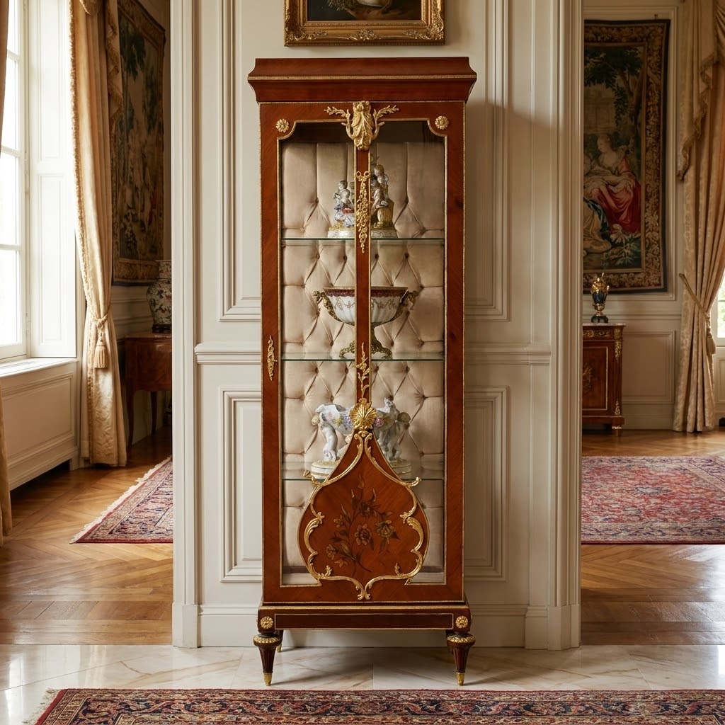 Zámecká vitrína zdobená bronzem 