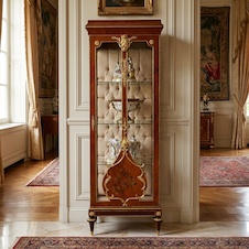 Zámecká vitrína zdobená bronzem 