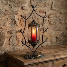 Retro kovová lucerna s ptáčky