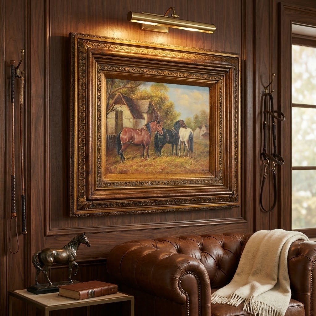 Zámecký obraz - Koně - olej na desce