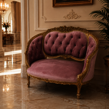 Zámecké řezbované sofa - čalouněné