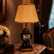 Zámecké stolní lampy se stínidlem - porcelán - pár