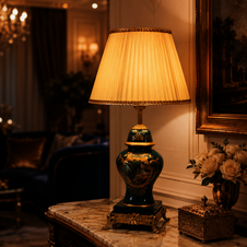 Zámecká stolní lampa se stínidlem - porcelán