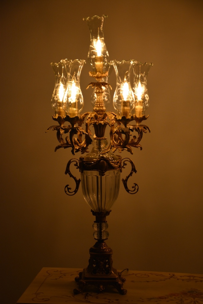 Zámecká lampa se šturcy - broušené sklo + bronz