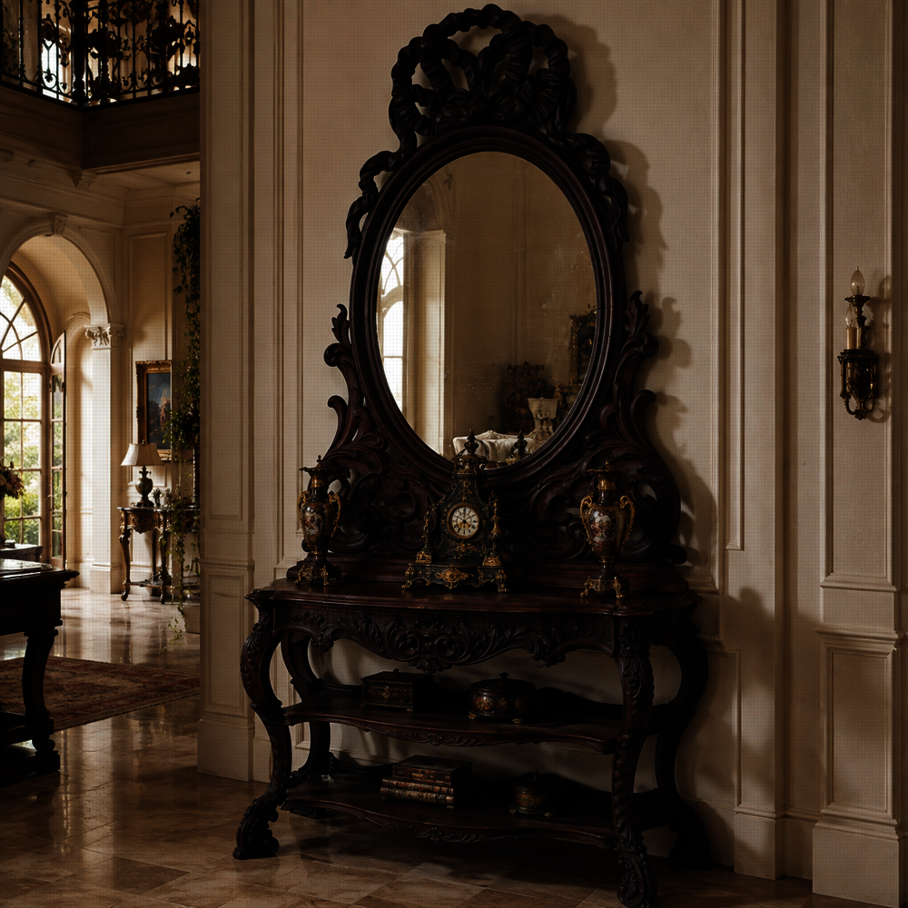Starožitná konzola se zrcadlem-styl Louis XV