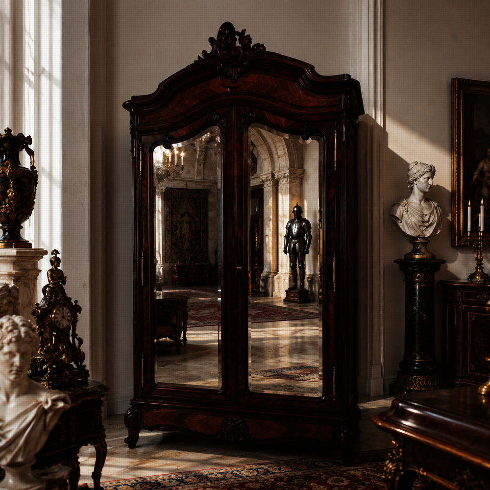 Starožitná skříň se zrcadly po renovaci - Louis XV