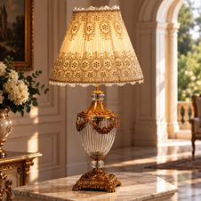 Zámecká stolní lampa -bronz-broušené sklo