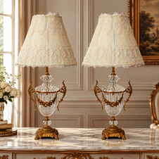 Zámecké stolní lampy - bronz - broušené sklo - pár