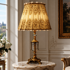 Zámecká stolní lampa -bronz-broušené sklo