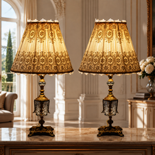Zámecké stolní lampy - bronz - broušené sklo - pár