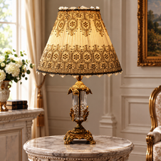 Zámecká stolní lampa -bronz-broušené sklo