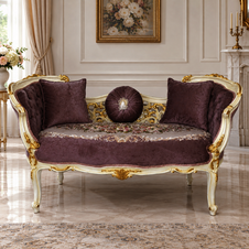 Zámecká řezbovaná sofa - starorůžová