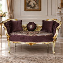 Zámecká řezbovaná sofa - starorůžová