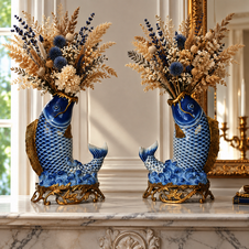 Zámecké vázy - KAPŘI - porcelán + bronz